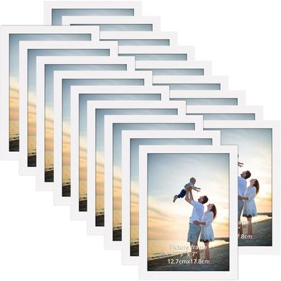 EYMPEU Bilderrahmen 13x18 CM 18er-Set, Weiß, Wand Tisch Galerie Collage