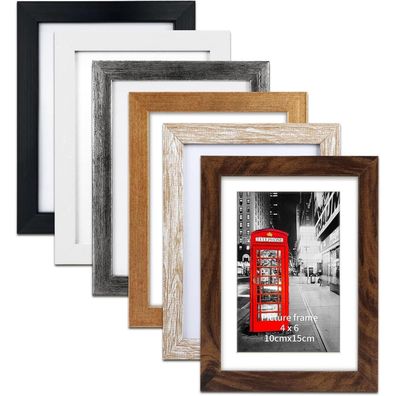Bilderrahmen Set 10x15 6er-Set Holzmaserung 10x15/13x18cm
