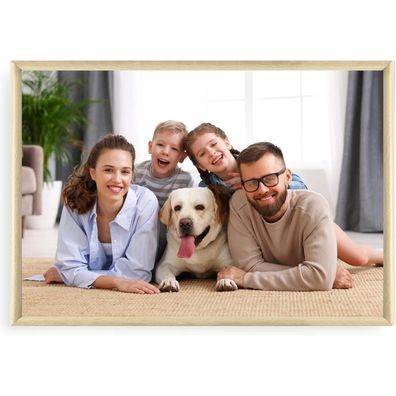 Fotorahmen Set 7'' DIN Plexi-Glas Portraitrahmen Eiche Holz 13x18cm