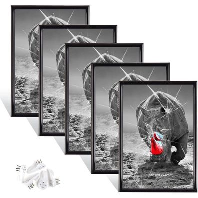 Dmyifan Fotorahmen Set Schwarz DIN A3 29.7x42 cm Plexi-Glas Portraitrahmen