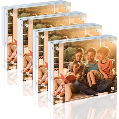 Acrylic Picture Frame Magnetic Double Sided Tabletop Display 20x25 cm 4 Pack
