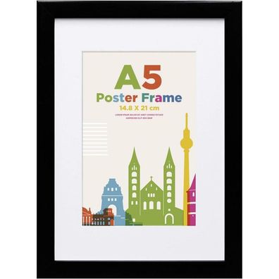Egofine A5 Bilderrahmen Fotorahmen Acrylglas Verbundholz Tisch Wand Schwarz DIN