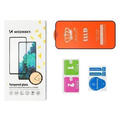 Wozinsky Full Glue Panzerglas für Motorola G53, schwarzer Rahmen, vollständiger