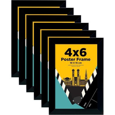 Bilderrahmen 10x15 cm Holzrahmen Acrylglas MDF-Rahmen Schwarz 6er-Set