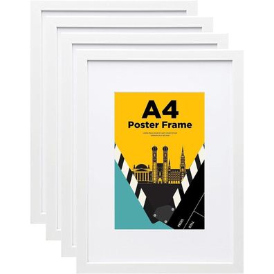 Egofine Bilderrahmen Set A4, 4er-Set Holzrahmen mit
