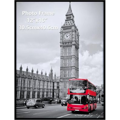 Giftgarden Bilderrahmen 30x40 cm Schwarz, Wandmontage Eleganter Fotorahmen