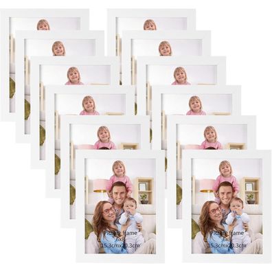 Bilderrahmen Set 15x20 cm Weiß Fotorahmen Wand Tisch Aufsteller 12 Stück