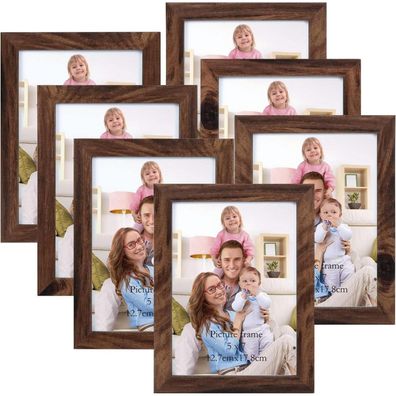 Giftgarden Bilderrahmen Set 13x18cm Braun Fotorahmen Collage 7 Stück