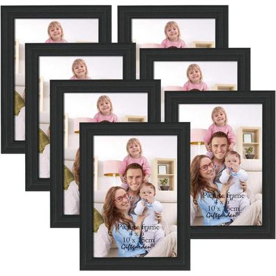 Giftgarden 7er Bilderrahmen Set Collage 10x15 cm Schwarz Wall & Tabletop Frame