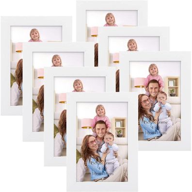 Giftgarden 7er Bilderrahmen Set 10x15 cm Weiß - Moderne Fotorahmen Collage für