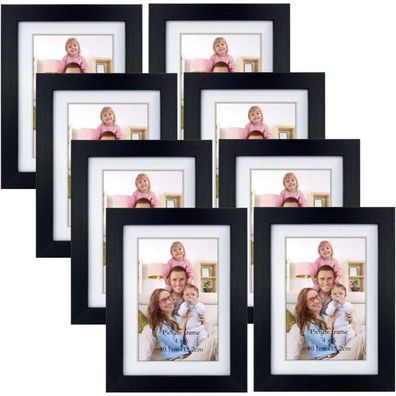 8er Set Bilderrahmen 10x15 cm Schwarz ohne Passepartout Wand Tisch Fotorahmen