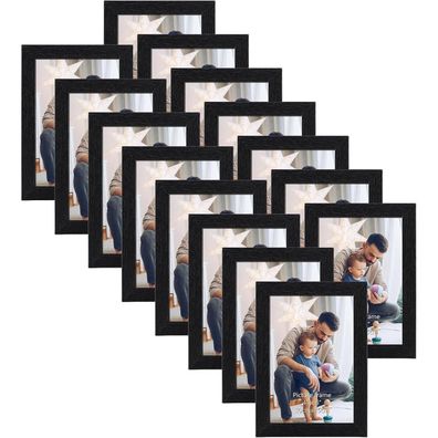 15er Horlimer Bilderrahmen Set 10x15 cm Schwarz Holzmaserung Collage