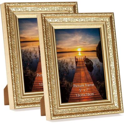 Goldene Bilderrahmen Horlimer Vintage 13x18 cm 2er Set Echtglas