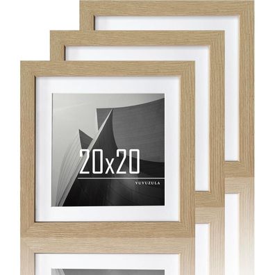 Vuvuzula Bilderrahmen 20x20cm Holz Fotorahmen Quadratisch Natur 3er Set