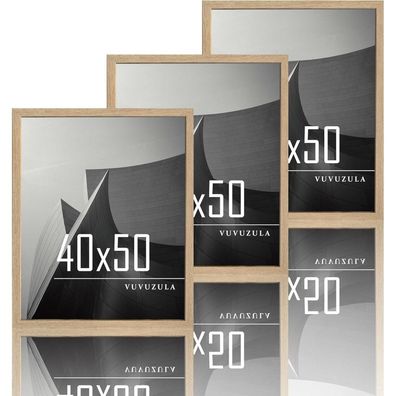Bilderrahmen 40x50cm Holz Fotorahmen Eiche Set Natur Acrylglas Beige