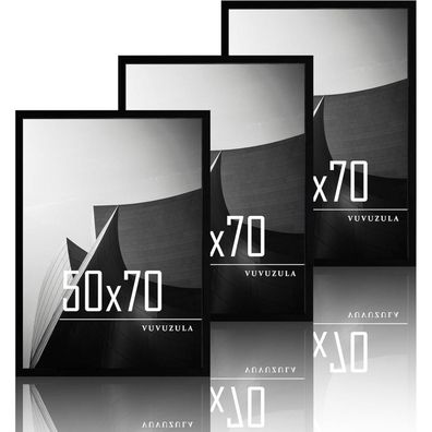 Vuvuzula Bilderrahmen 50x70cm Schwarz Holz Fotorahmen MDF 3er Set