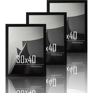Bilderrahmen 30x40cm Schwarz Holz Fotorahmen 12x16 Zoll 3er Set