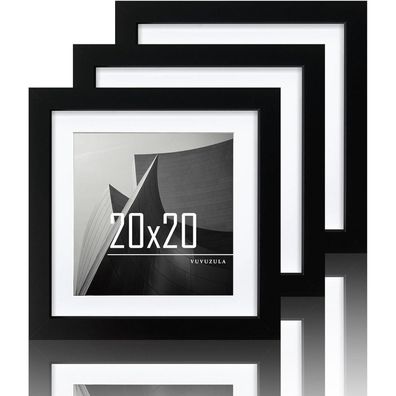 Schwarze Bilderrahmen 20x20cm Quadratisch Holz Fotorahmen 3er Set