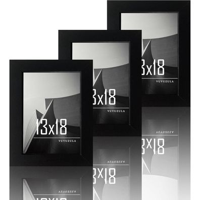 Bilderrahmen 13x18cm Schwarz Holz Fotorahmen 5x7 Zoll MDF Rahmen 3er Set