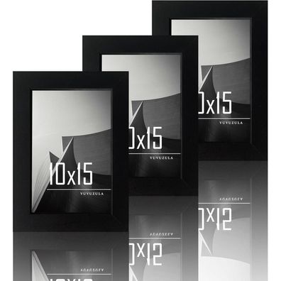 Vuvuzula Bilderrahmen 10x15cm Schwarz 3er Set Holz Fotorahmen 4x6 Zoll