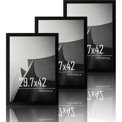 Schwarze Bilderrahmen A3 Holz Fotorahmen Set 30x42 cm MDF Rahmen DIN A3