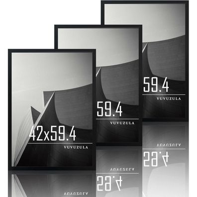 Bilderrahmen A2 Schwarz Holz Fotorahmen 3er Set Holzrahmen DIN A2