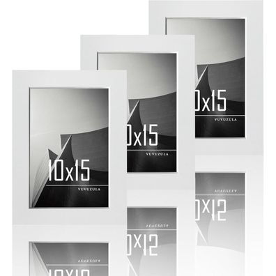 Bilderrahmen 10x15cm Weiß Holz Fotorahmen 4x6 Zoll MDF Rahmen 3er Set