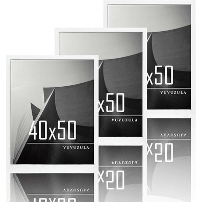 Bilderrahmen 40x50cm Weiß Holz Fotorahmen MDF Rahmen 3er Set