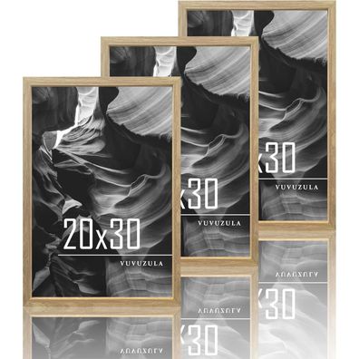 Bilderrahmen Set Eiche 20x30cm 3er Holz Fotorahmen Natur Beige