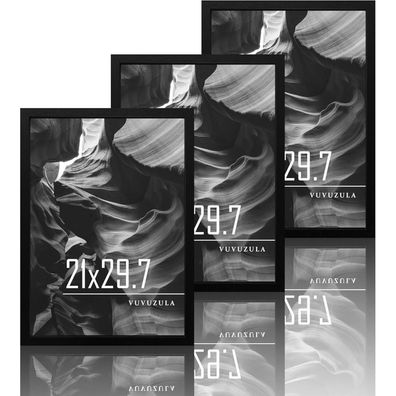 3er Set Bilderrahmen A4 Schwarz Holz Fotorahmen Collage 21x30cm Urkunden