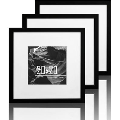 Vuvuzula Bilderrahmen 20x20cm Schwarz 3er Set Holzrahmen Fotorahmen mit
