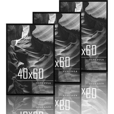 Vuvuzula Bilderrahmen Set 40x60cm Schwarz Holz MDF Fotorahmen 3er
