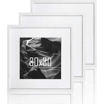 Vuvuzula Bilderrahmen Set 30x30cm Weiß Holz 3er Fotorahmen mit Passepartout