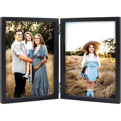 Doppel-Bilderrahmen für 2 Fotos 12,7 x 17,8 cm Schwarz 5x7 Glasfront