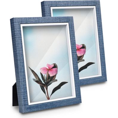 Shampsen Bilderrahmen Blau 13x18cm (5x7 Zoll) mit Echtglas für Wand & Tisch