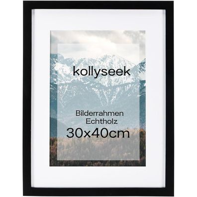 Kollyseek Bilderrahmen 30x40cm Schwarz Echtholz Acrylglas Fotorahmen