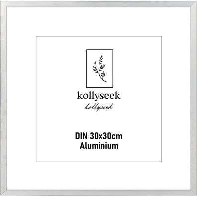 Bilderrahmen Aluminium 30x30cm Silber Acrylglas modern Passepartout Picture