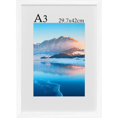 A3 Holz Bilderrahmen 29,7 X 42 cm Fotorahmen Weiß Wohnzimmer Schlafzimmer