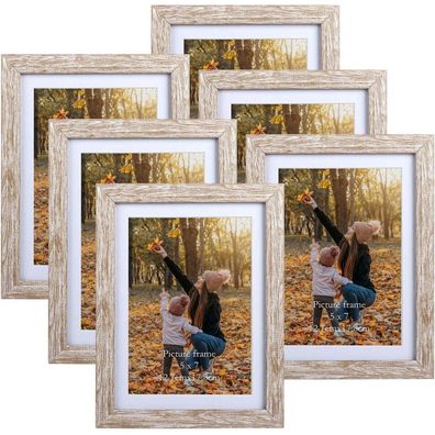 6er-Set Natur Bilderrahmen 13x18 cm für 18x13 Fotos mit Passepartouts