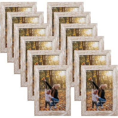 12er Set Bilderrahmen 10x15 cm Beige Fotorahmen Collage Plexiglas Natur