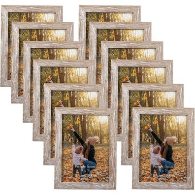 12er Set Bilderrahmen 13x18 cm Beige Collage für Fotos Natur Rahmen Plexiglas
