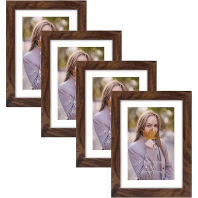 Bilderrahmen 10x15 CM Braun Rustikal 4er-Set