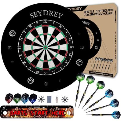 Dartscheibe Kork Set mit Pfeilen Steeldartscheibe 6 Dartpfeile,12