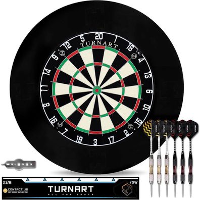 Dartscheibe Kork 45CM Steeldart 6 Dartpfeile Metallspitze Zahlenring Set