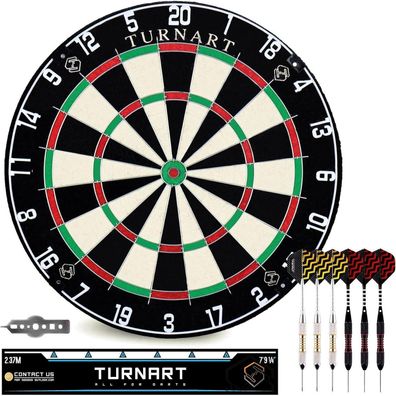 Dartscheibe Kork 45CM Steeldart 6 Dartpfeile Metallspitze mit Zahlenring Set