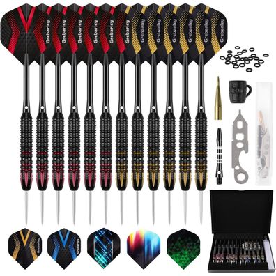 Dartpfeile Set 12 Stück Steeldarts Profi Aluminium Schaft 24g Braun 22g Blau