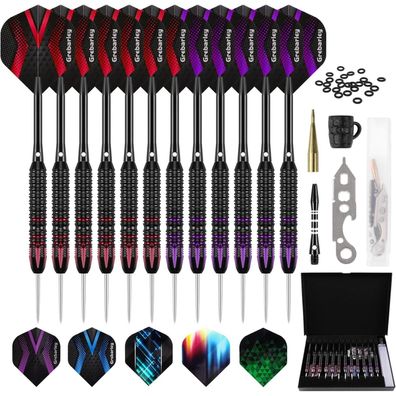 Dartpfeile Set Profi Steeldarts 24g 22g Lila Blau Aluminiumschaft