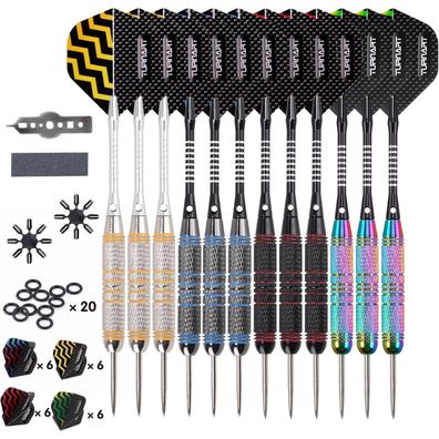 Turnart Profi Steel Darts Set - 12 Stück, 24 Gramm, Metallspitze, Aluminium