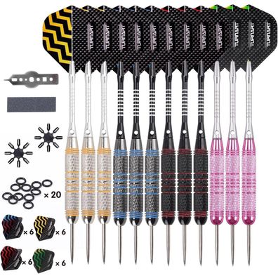 Profi Dartpfeile Metallspitze Set 12 Stück 24g Steel Darts Aluminium Schaft 24