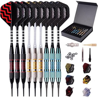 Dartpfeile Kunststoffspitze 9stk 18g 50x Spitzen 20x Ringe 27x Flüge Blau